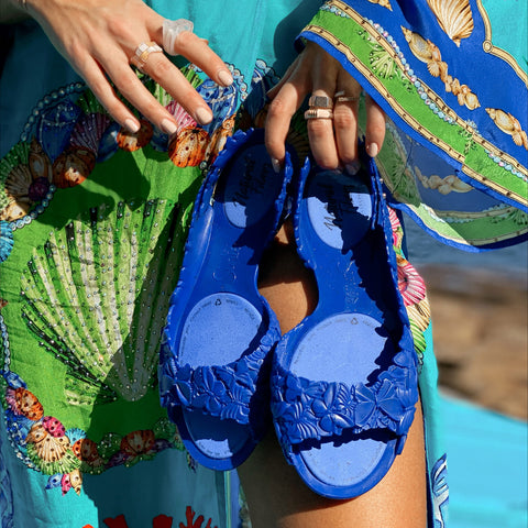 Beautiful Girl with Blue Women's Comfort Sandals