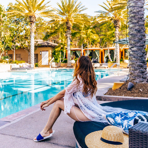 Blue Slides Women Footwear