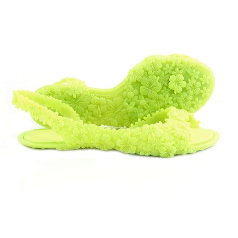 Neon yellow beach sandals for women