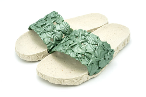 Sunies Sea & Ocean Glossy Green Women Slides