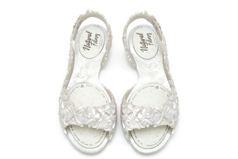 pair of glossy pearl comfortable beach sandals