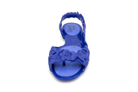front view of blue summer sandals for women