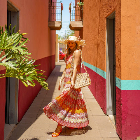 Lady in Neon Orange Sandals