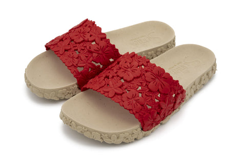 Lightweight Sunies Red Hawaii Slides for Women