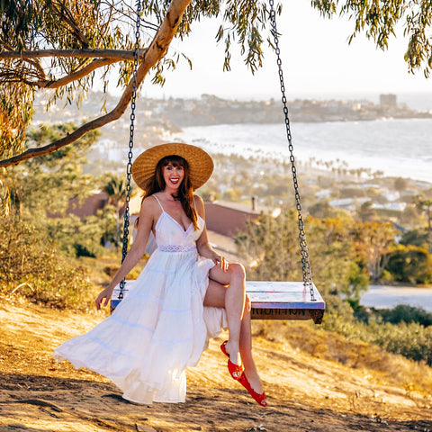 Lady Wearing Women’s Red Flat Sandals