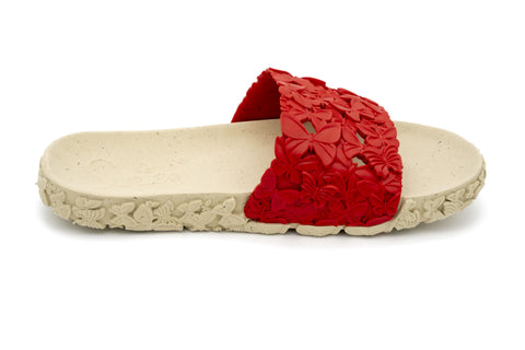 Women's red summer slides
