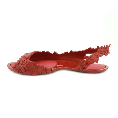 Women's red flat sandals