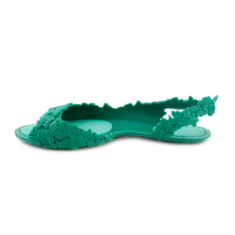 Vegan flat green sandals
