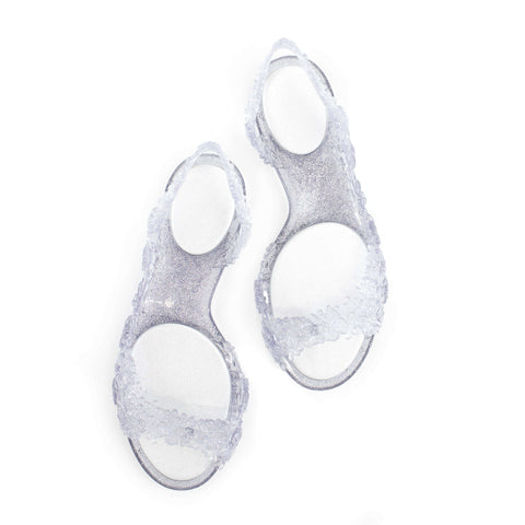Silver Glitter Flat Sandals