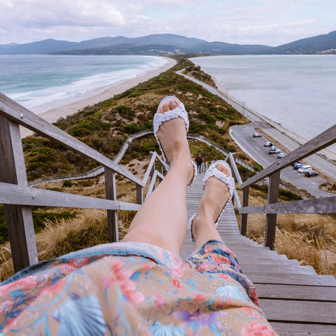 Women Wearing Flat White Sandals
