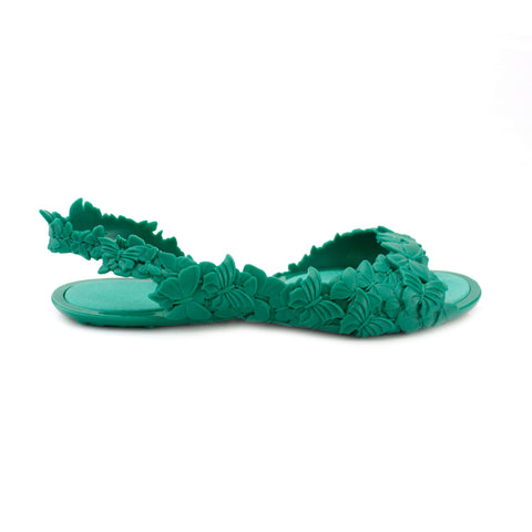 Modern flat green sandals