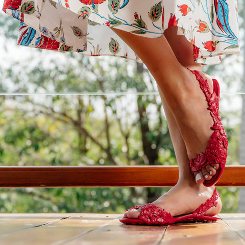 Sunies butterfly Red Flat Sandals for Women