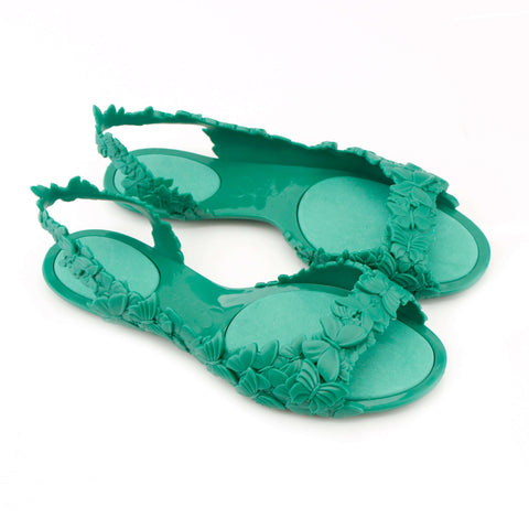 Butterfly Green Flat Sandals Womens Sunies